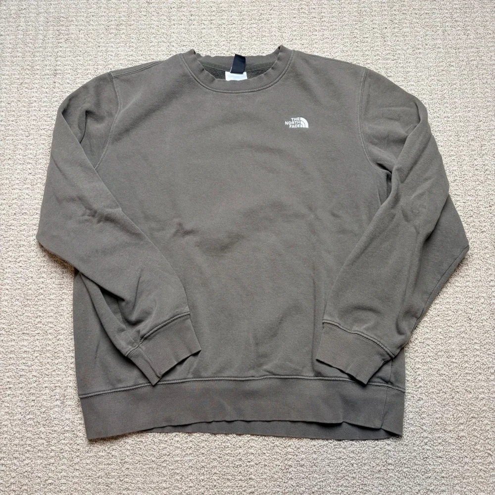 The North Face Mens L Circular Design Crewneck Sweatshirt Olive Green
